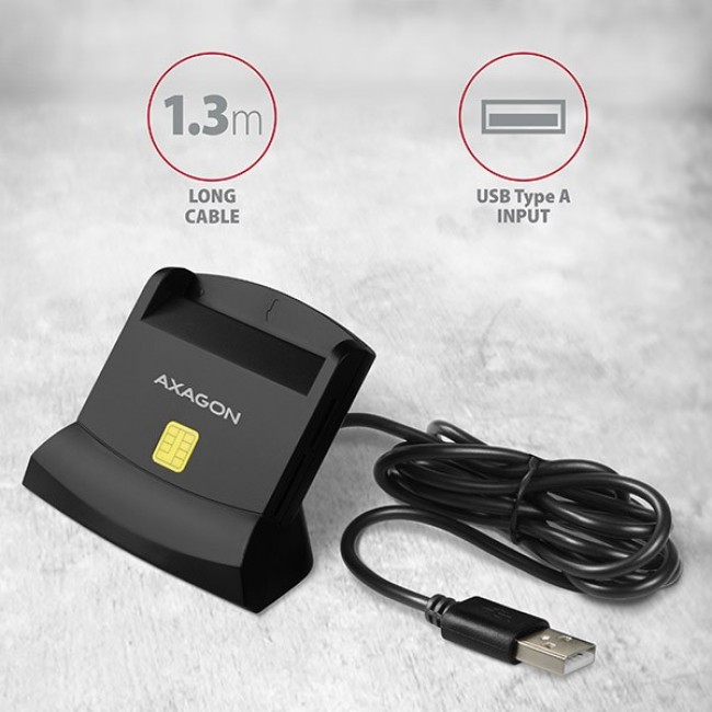 Axagon CRE-SM2 smart card reader Indoor USB USB 2.0 Black Axagon CRE-SM2 smart card reader Indoor USB USB 2.0 Black