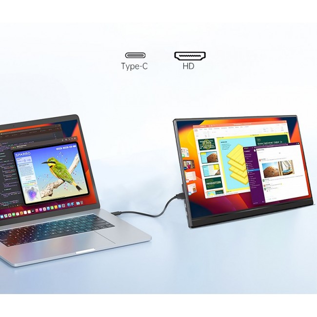 Extralink SMART LIFE 14 PORTABLE MONITOR IPS FHD S15 FOR LAPTOPS & PHONES & CONSOLES USB-C/MICRO-HDMI
