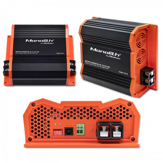 Qoltec 52479 Monolith DC-DC charger for LiFePO4 AGM 12V batteries | 20A | 250W Qoltec 52479 Monolith DC-DC charger for LiFePO4 AGM 12V batteries | 20A | 250W