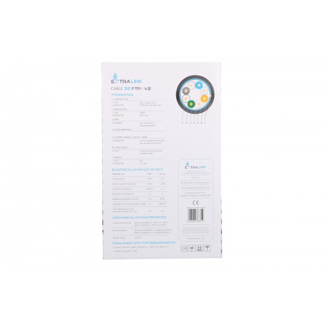 Extralink Twisted pair CAT5E FTP (F/UTP) V2 Outdoor 305M Extralink Twisted pair CAT5E FTP (F/UTP) V2 Outdoor 305M