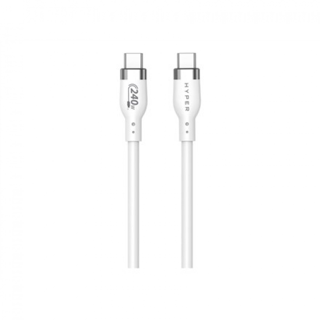 HYPER HyperJuice 240W Silicone USB-C to USB-C Cable (6ft/2m) - White