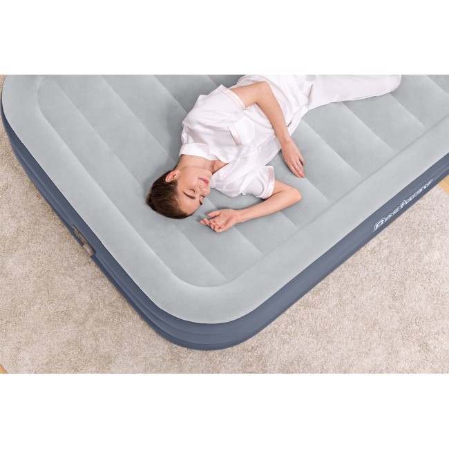 Bestway Tritech SleekFlow Headboard Air Mattress Queen with Built-in AC Pump and Antimicrobial Coating 2.26 m x 1.52 m x 84 cm
