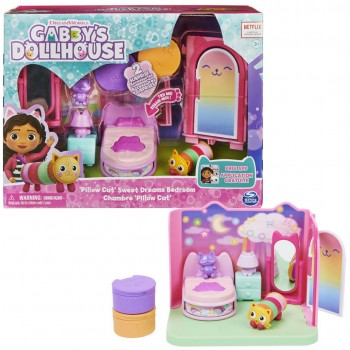 Gabby's Dollhouse , Sweet Dreams Bedroom with Pillow Cat Figure and 3 Accessories, 3 Furniture and 2 Deliveries, Kids Toys for Ages 3 and up