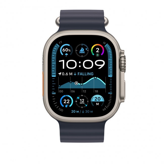 Apple 49mm Navy Ocean Band Extension - Natural Titanium Finish