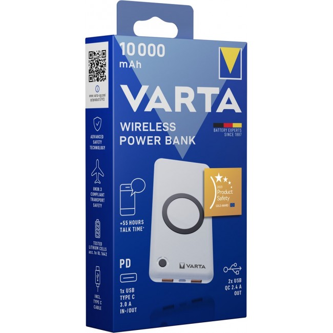 Varta 57913 Lithium Polymer (LiPo) 10000 mAh Wireless charging White