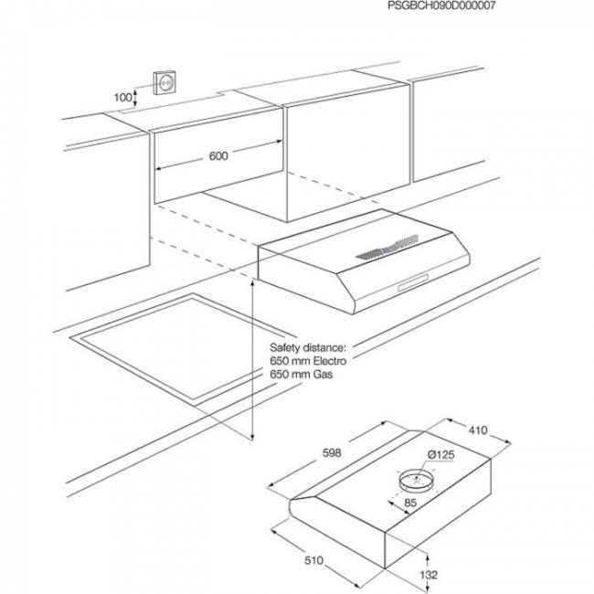 Electrolux LFU216X cooker hood 272 m /h Wall-mounted Stainless steel