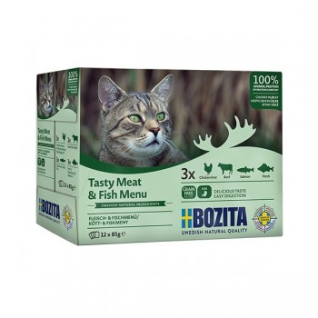 BOZITA Tasty meat and fish menu - wet cat food - 12x85g