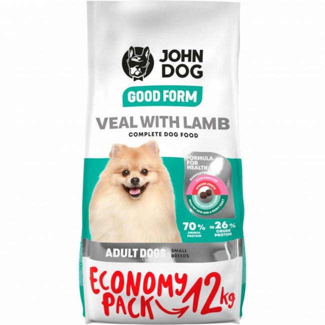 JOHN DOG Good Form Adult Mini Veal with lamb - dry dog food - 12 kg