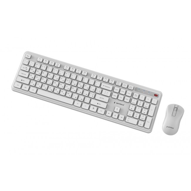 Gembird KBS-WPS-01 Slim Pro Business wireless desktop set, white, RU layout