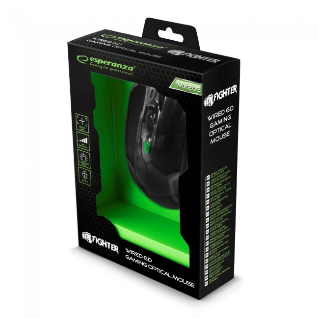 Esperanza EGM205G Fighter mouse Gaming Right-hand USB Type-A Optical 2400 DPI