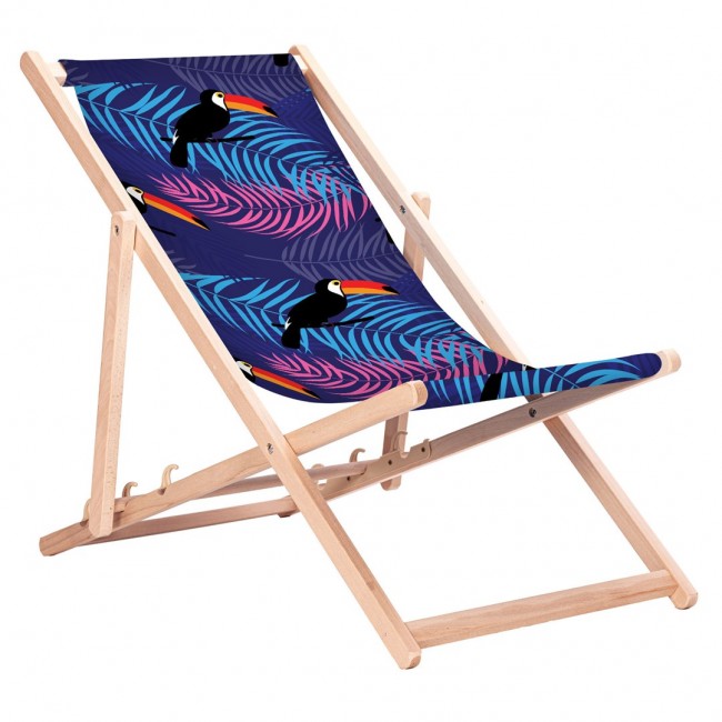 GreenBlue GB183 Classic Beech Deck Chair with Toucan Print GreenBlue GB183 Classic Beech Deck Chair with Toucan Print