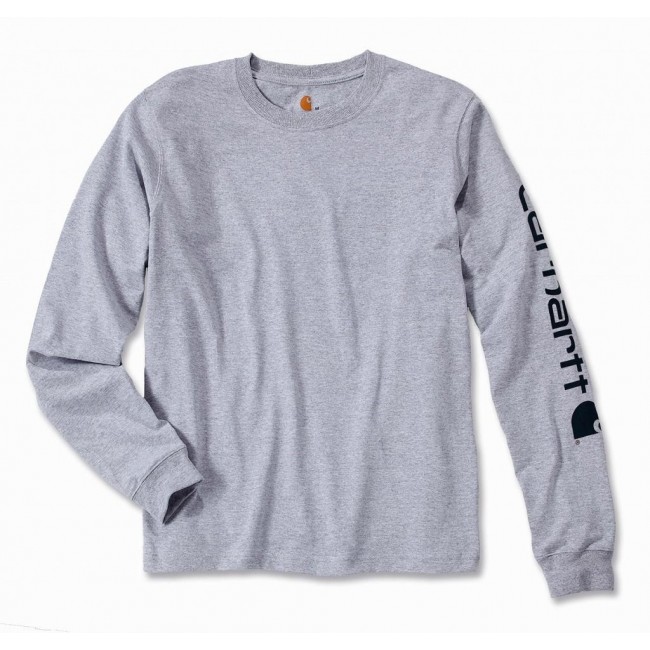 Carhartt Sleeve Logo L/S T-Shirt - heather grey, L
