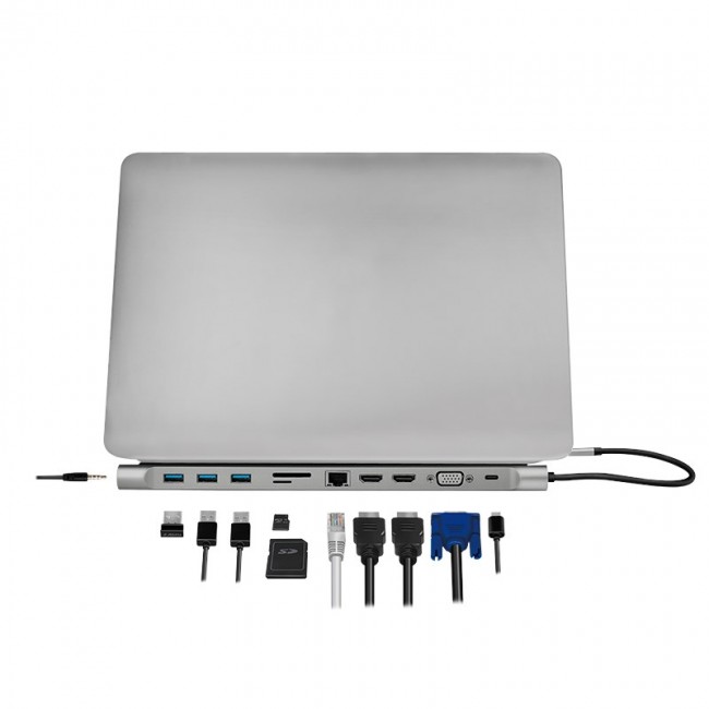 LogiLink UA0373 laptop dock/port replicator Wired USB 3.2 Gen 1 (3.1 Gen 1) Type-C Aluminium