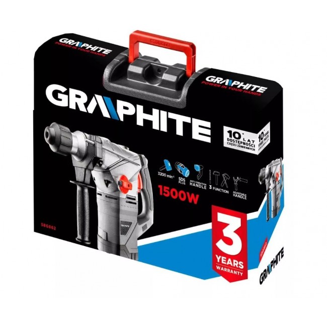 Graphite 58G862 rotary hammer 1500 W 750 RPM SDS Plus Graphite 58G862 rotary hammer 1500 W 750 RPM SDS Plus