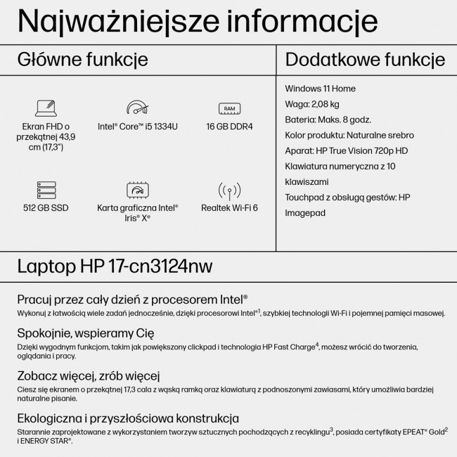HP 17-CN3003CA Intel Core i5 i5-1334U Laptop 43.9 cm (17.3