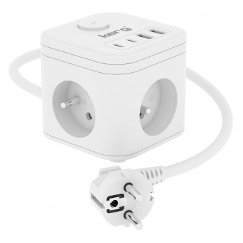KERG SMART 3-SOCKET POWER STRIP + USB-A+USB-C CHARGER 1.5M 3 1.5MM2 H05VV-F 16A/250V