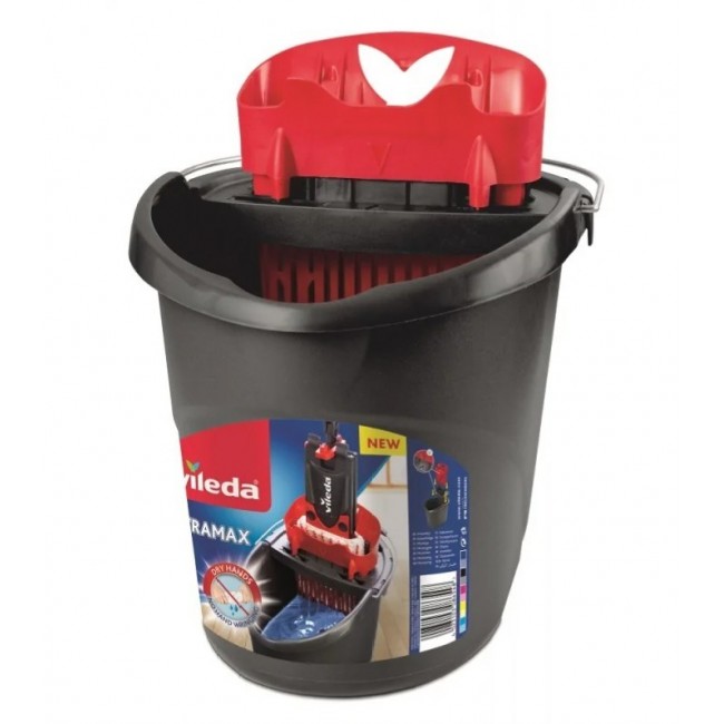 Vileda Ultramax Box flat mop with kitchen set | 1 pair of Universal gloves + 1 Actifibre Pro kitchen cloth