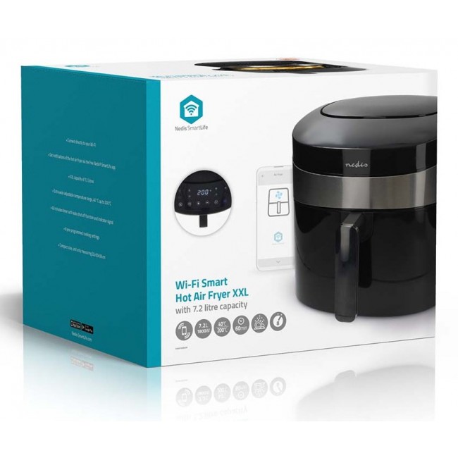 Nedis KAAF180BKW fryer Single 7.2 L Stand-alone 1800 W Hot air fryer Black