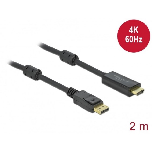 DeLOCK Active DisplayPort 1.2 to HDMI Cable 4K 60 Hz 2 m DeLOCK Active DisplayPort 1.2 to HDMI Cable 4K 60 Hz 2 m