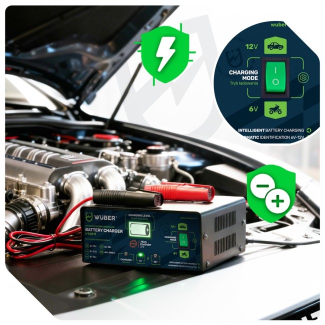 Microprocessor charger 6-12 V 15 A + battery charger W14017 WUBER