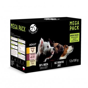 PETREPUBLIC Mega Pack Chicken, Beef, Lamb - wet dog food - 12x100g