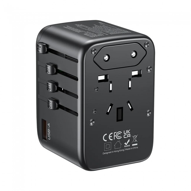 Power charger - Unitek 65W Universal Travel Adapter (P1122ABK01) | 1xUSB-A 3xUSB-C 1xAC