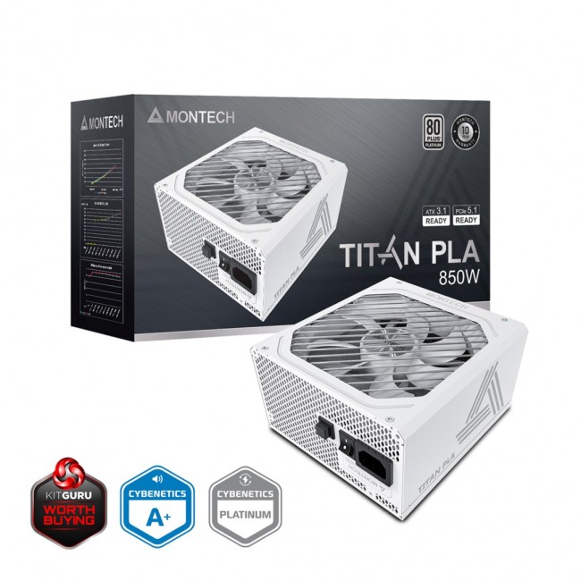 Montech Titan PLA 850W - 80 PLUS & Cybenetics Platinum, modular, PCIe 5.1 - 850 Watt