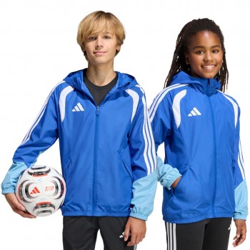 Kurtka dla dzieci adidas Tiro 26 Competition All Weather niebieska KB0157 140cm