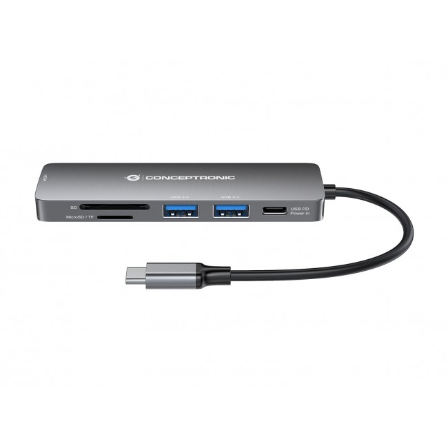 Conceptronic DONN11G 6-in-1 USB 3.2 Gen 1 Docking Station, HDMI, 100W USB PD, USB 3.0, USB 2.0, SD, TF/MicroSD Conceptronic DONN11G 6-in-1 USB 3.2 Gen 1 Docking Station, HDMI, 100W USB PD, USB 3.0, USB 2.0, SD, TF/MicroSD