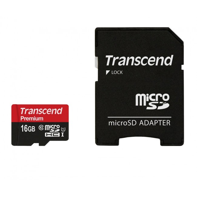 Transcend microSDXC/SDHC Class 10 UHS-I 16GB with Adapter