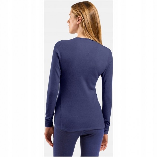 Odlo BL TOP crew neck l/s ACTIVE WARM long-sleeved thermal underwear, size M, blue Odlo BL TOP crew neck l/s ACTIVE WARM long-sleeved thermal underwear, size M, blue