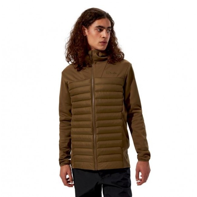 Men's Berghaus Hooded Hybrid Jacket size M brown