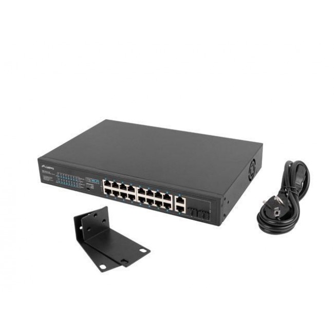 Lanberg RSFE-16P-2C-250 network switch Unmanaged Gigabit Ethernet (10/100/1000) Power over Ethernet (PoE) 1U Black