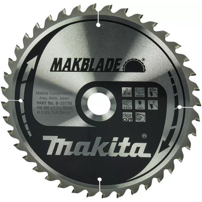 Makita MakBlade circular saw blade 26 cm 1 pc(s) Makita MakBlade circular saw blade 26 cm 1 pc(s)