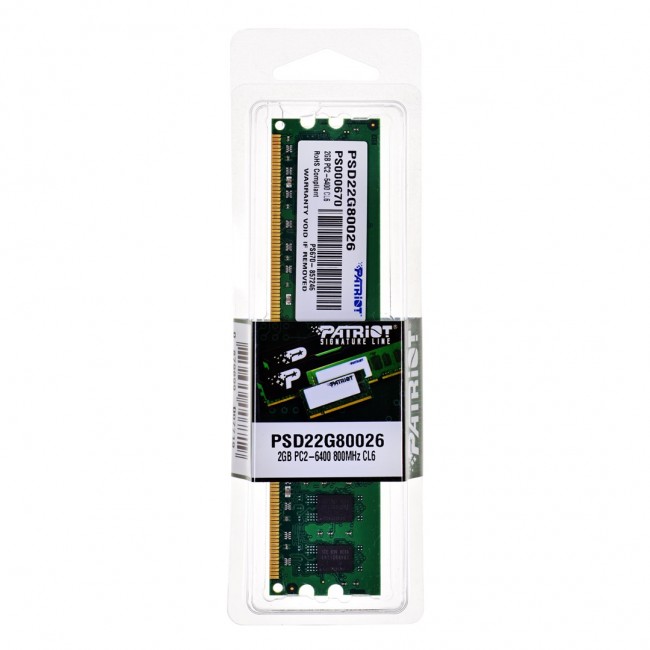 Patriot Memory 2GB PC2-6400 memory module DDR2 800 MHz Patriot Memory 2GB PC2-6400 memory module DDR2 800 MHz