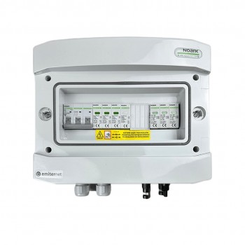 Switchgear attached DCAC hermetic IP65 EMITTER with Noark 1000V type 1+2 DC surge arrester, 1 x PV string, 1 x MPPT // og. AC Noark type 1+2, 10A 3-F