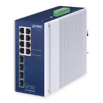PLANET IP30 Industrial 8-Port Unmanaged Gigabit Ethernet (10/100/1000) Aluminium, Blue