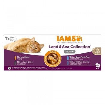 IAMS Senior Meat & Fish Mix in Jelly box wet cat food 48x85g