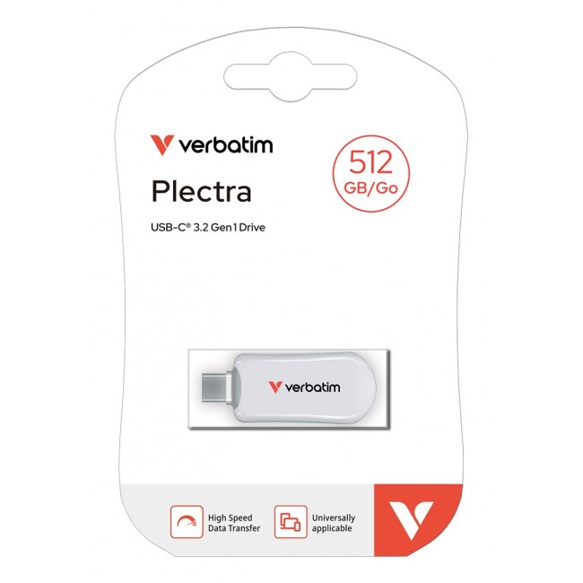 USB Flash Drive Verbatim Plectra 512 GB White USB Flash Drive Verbatim Plectra 512 GB White