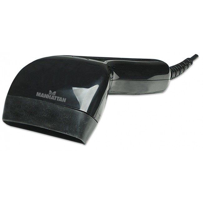 Manhattan Contact CCD Handheld Barcode Scanner, USB, 80mm Scan Width, Cable 152cm, Max Ambient Light: 3,000 lux (sunlight), Black, Three Year Warranty