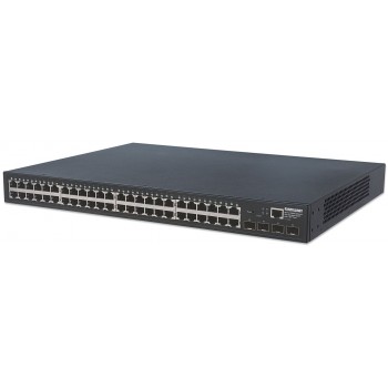 Intellinet 48-Port Gigabit Ethernet Web-Managed Switch with 4 SFP Ports, 48 x 10/100/1000 Mbps RJ45 Ports + 4 x SFP, IEEE 802.3az Energy Efficient Ethernet, SNMP, QoS, VLAN, ACL, 19 Rackmount