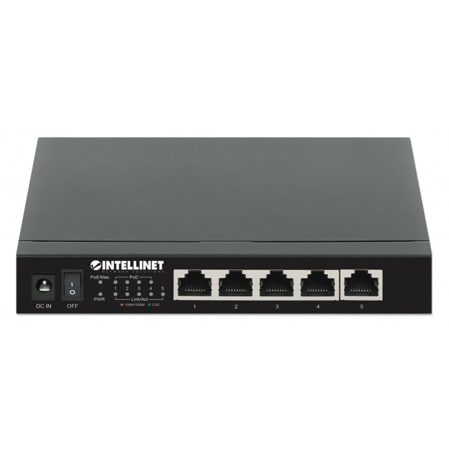 Intellinet 5-Port 2.5G Ethernet PoE+ Switch Four PSE PoE+ Ports, 10/100/1000/2500 Mbps on all Ports, 55 W PoE Power Budget, Unmanaged, Desktop Format, Wall-mount Option Intellinet 5-Port 2.5G Ethernet PoE+ Switch Four PSE PoE+ Ports, 10/100/1000/2500 Mbps on all Ports, 55 W PoE Power Budget, Unmanaged, Desktop Format, Wall-mount Option