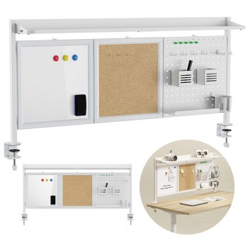 Ergo Office desk divider/organizer, max. load 10kg, white and cork board, width 1250mm, white, ER-300 W
