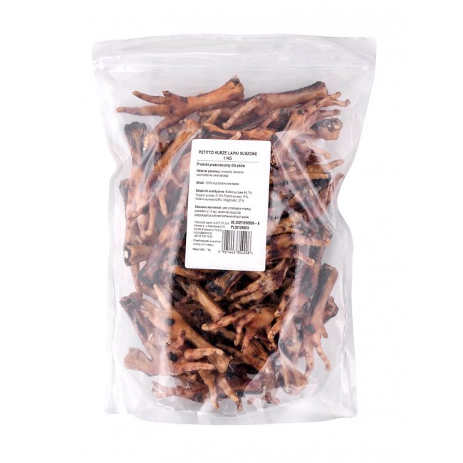 PETITTO Dried chicken feet - dog treat - 1kg PETITTO Dried chicken feet - dog treat - 1kg