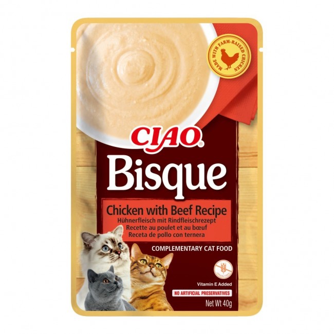 INABA Ciao Bisque Creamy soup with tuna, chicken, beef and salmon - cat treats - 24x40g