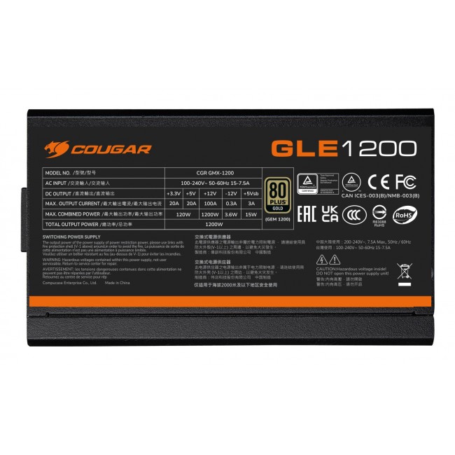 COUGAR Power Supply GLE 1200W ATX3.1 / 80 Plus Gold