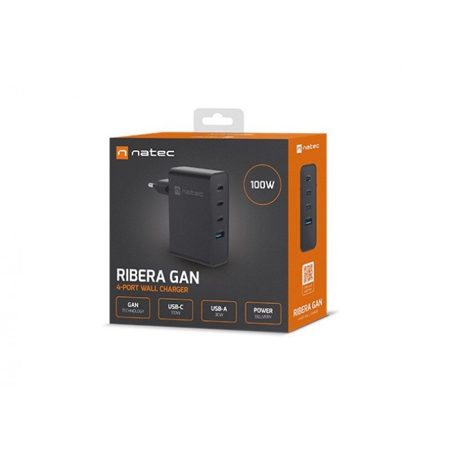 NATEC NUC-2234 mobile device charger Laptop, Smartphone Black AC Fast charging Indoor