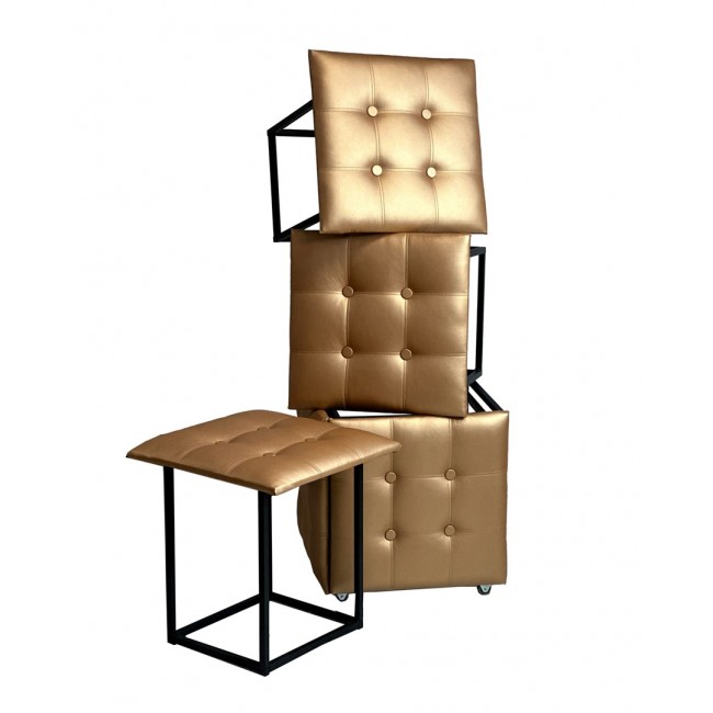 5-in-1 pouffe-transformer - 5 stools in 1 pouffe camel eco leather