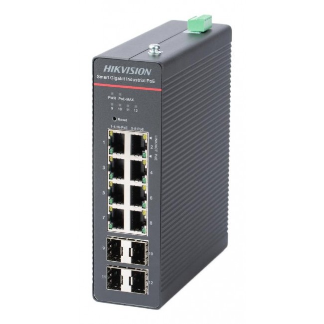 Hikvision DS-3T1512HP-SI-8P4F network switch Managed Gigabit Ethernet (10/100/1000) Power over Ethernet (PoE) Black