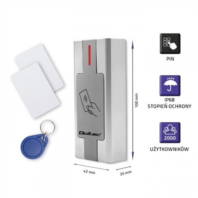 Qoltec 52446 Proximity card and key fob reader